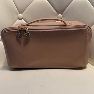 Blush Pink Leatherette Cosmetic Case with Top Handle